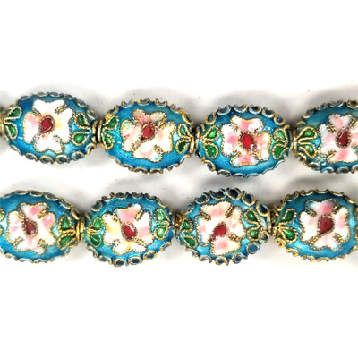 ENAMEL FLAT OVAL 9X13MM TEAL